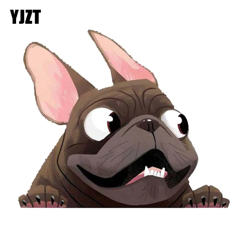 

YJZT 13.8CM*11.6CM A Lovely Dog's Head Decal PVC Personality Car Sticker 12-300495