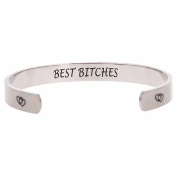 

Stainless Steel Best Bitches Friendship Bracelet Bangle Inspirational Friends Sisters Classmates Girls Birthday Gifts