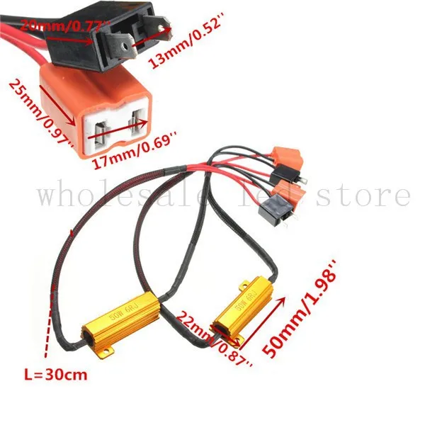 2 шт. H7 50 Вт 6Ohm Автомобильный светодиодный DRL противотуманный поворот сингальный нагрузочный резистор Canbus без ошибок декодер компенсатора Adebayor автомобильные аксессуары