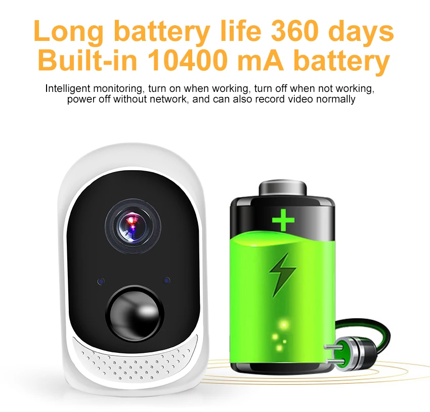 Smar 1080P HD Wireless WiFi Camera Built-in 10400mAh Lithium Polymer Battery Outdoor Indoor Security IP Cam PIR Motion Detector (5)
