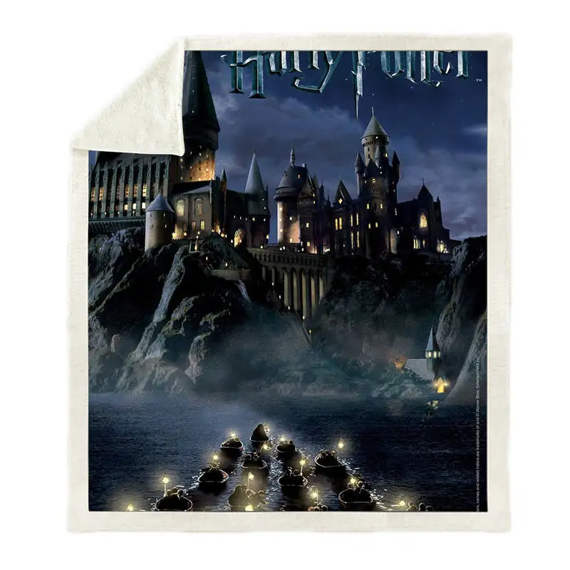 

Gryffindor Castle 3D Printed Sherpa Blanket Sofa Couch Hiking Picnic Quilt Cover Bedding Throw Fleece Blanket