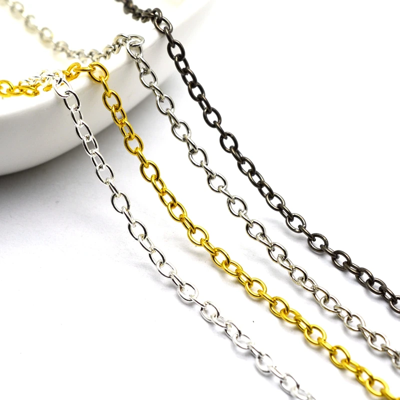 ILOVEDIY 5m Plated Silver Chain for Jewelry Making 3x2mm in Bulk Argent