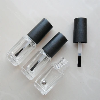 

DHL Free 300pcs/lot 5ml Empty Mist Transparent Glass Nail Polish Bottles With Brush Black Cap Cosmetics Nail Bottles Packaging