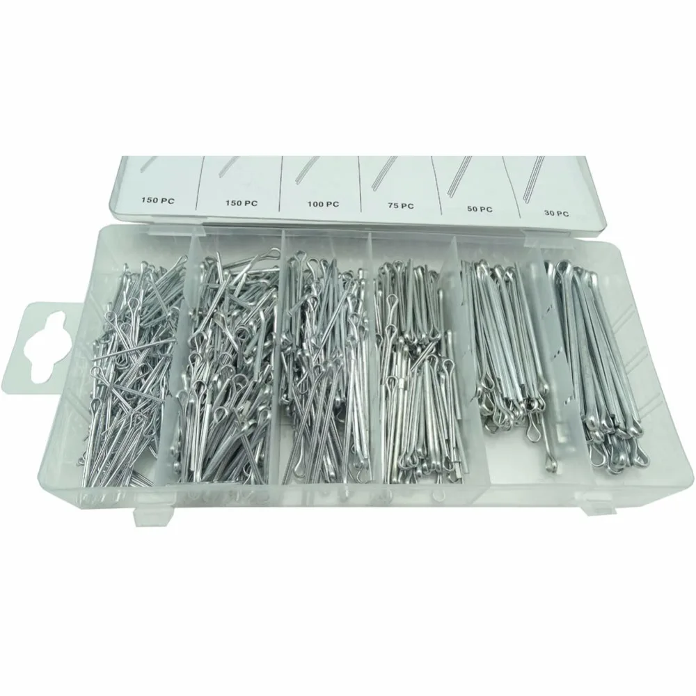 Lowest Price 555pcs 6 Size Cotter Pins Assortment Repair Tool Sets U-shaped Hardware Assortment HW075