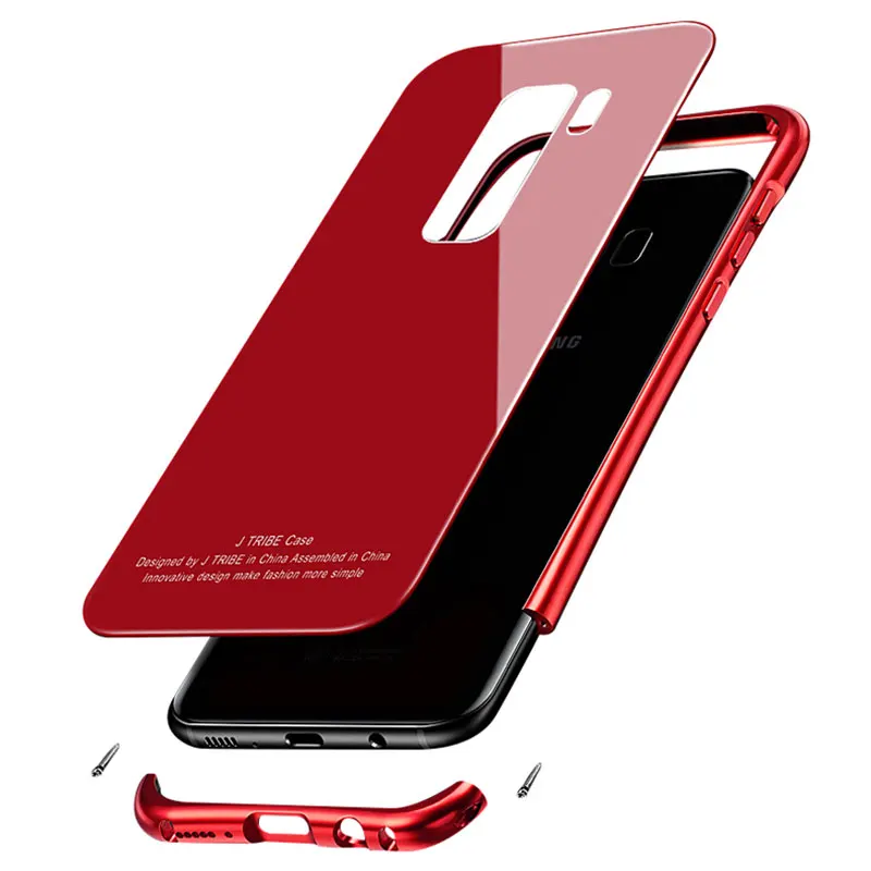Portefeuille For Galaxy S9 Aluminum Metal Shockproof Bumper Frame Case Tempered Glass Back Cover for Samsung S8 Plus Note 8 Capa (9)