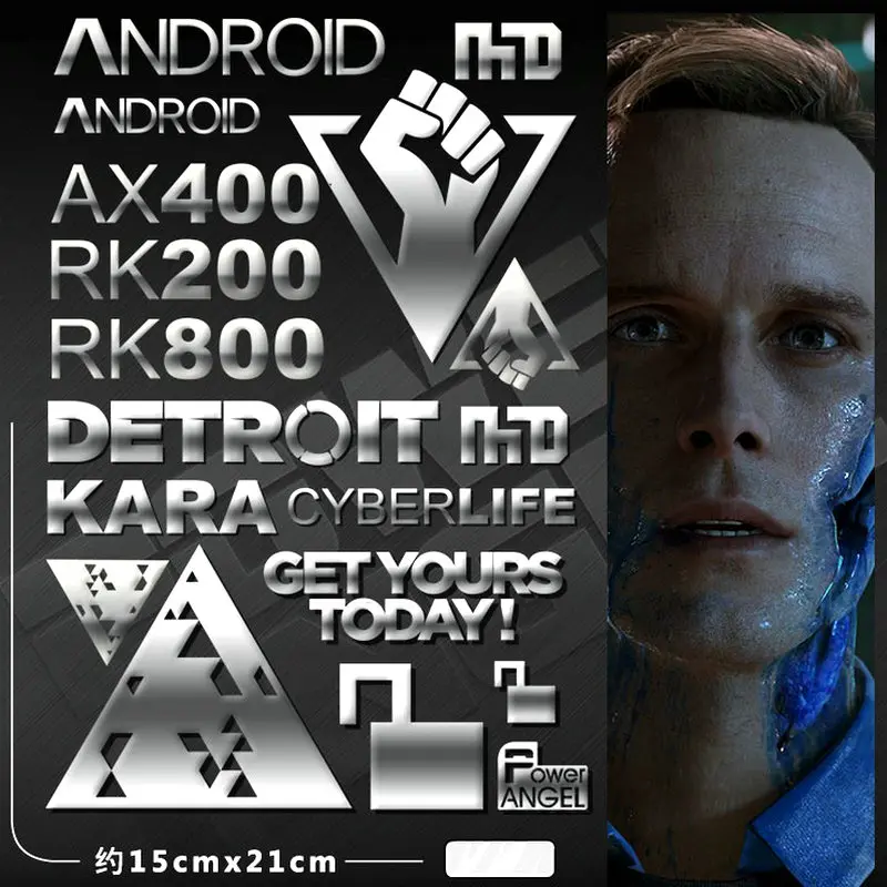 9pcs/set Metal Sticker Detroit: Become Human Stickers for Phone Laptop Car Decal Teenages 3D DIY Sticker Toy 9pcs/set Metal Sticker Detroit: Become Human Stickers for Phone Laptop Car Decal Teenages 3D DIY Sticker Toy