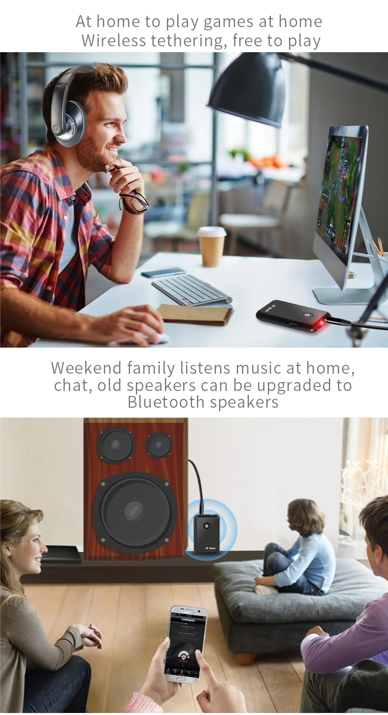 Bluetooth передатчик и приемник беспроводной адаптер A2DP аудио музыкальный адаптер 3,5 мм 2 в 1 двойной портативный аудиоплеер адаптер