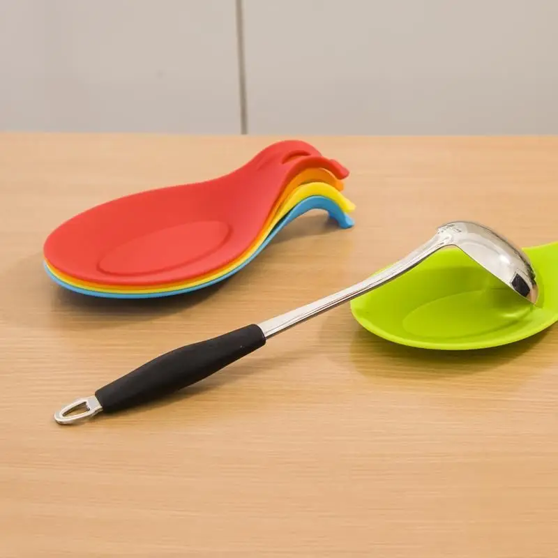 1pc Silicone Spoon Rest Heat Resistant Kitchen Utensil Spatula Holder