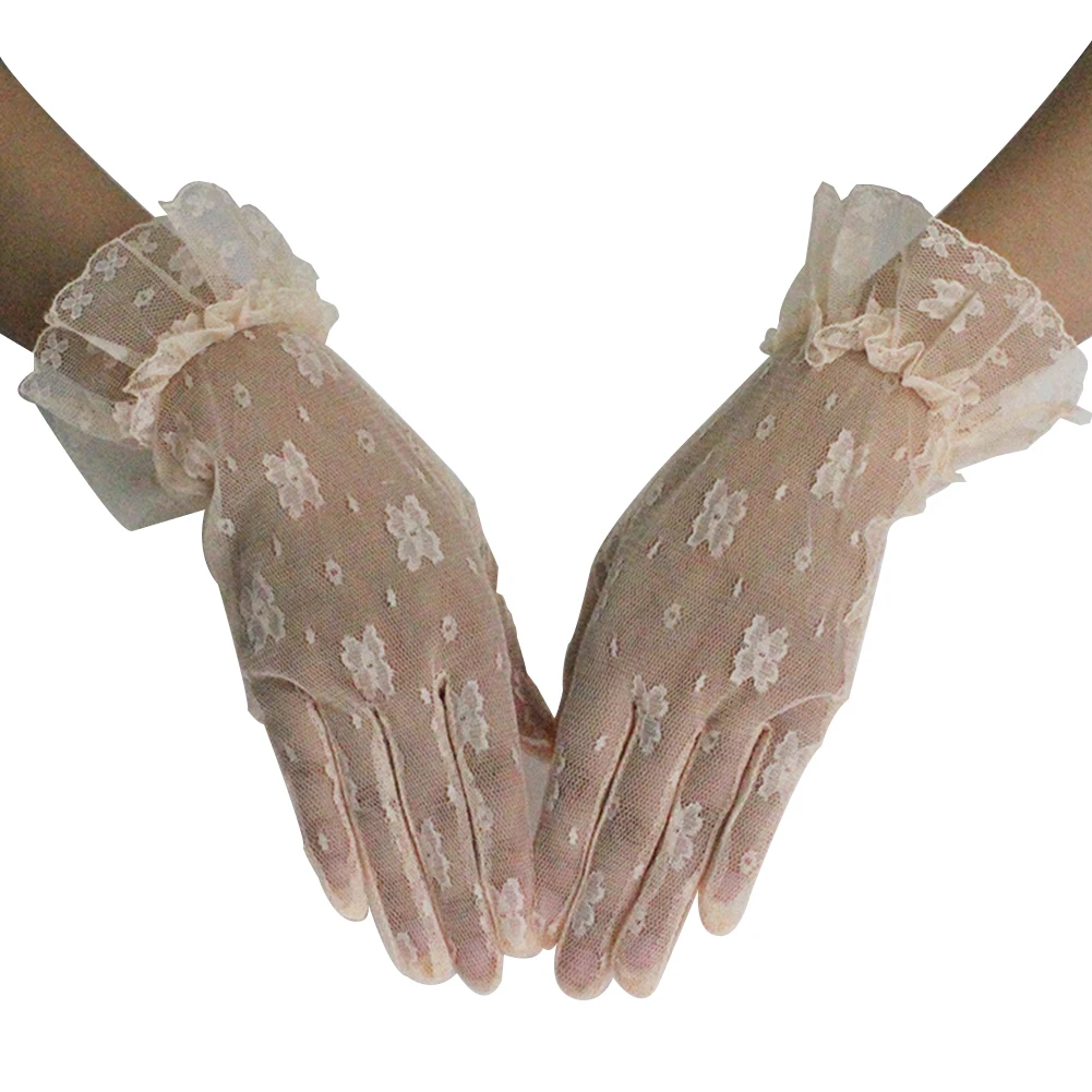 Bride Gloves Wedding Lace Embroidered Short Mesh Dress Mittens Cosplay Costume For Woman Orange 1Pair | Свадьбы и торжества
