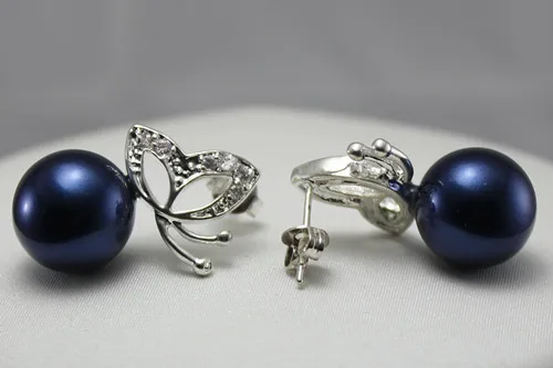 

Latest Round Shell Pearl With Butterfly-shape Stud Earring ER00030 12mm