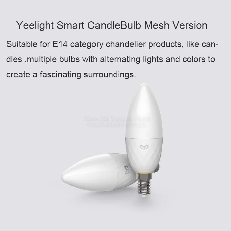 Xiao mi jia Yeelight Smart E27Bulb, умная свеча E14, светильник, прожектор Bluetooth Mesh Edition работает с приложением mi Home