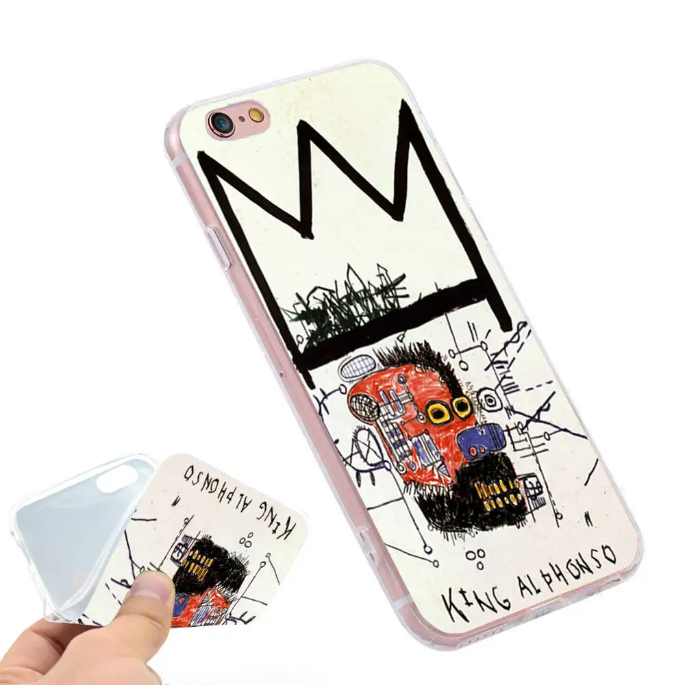 Minason, художественный чехол с граффити Jean Michel Basquiat для iPhone X, 5 S, 5S, XR, XS Max, 6, 6 S, 7, 8 Plus, мягкий силиконовый чехол для телефона, Fundas