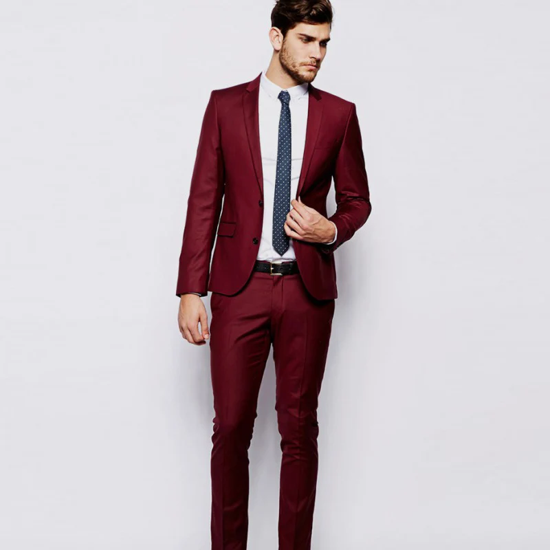 red smart casual attire