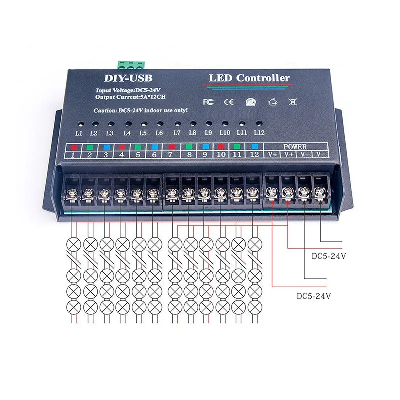 DIY-USB светодиодный контроллер 12 способов автономное Программирование RGB светодиодный контроллер DC5-24V Контроллер программирования RGB светодиодный контроллер