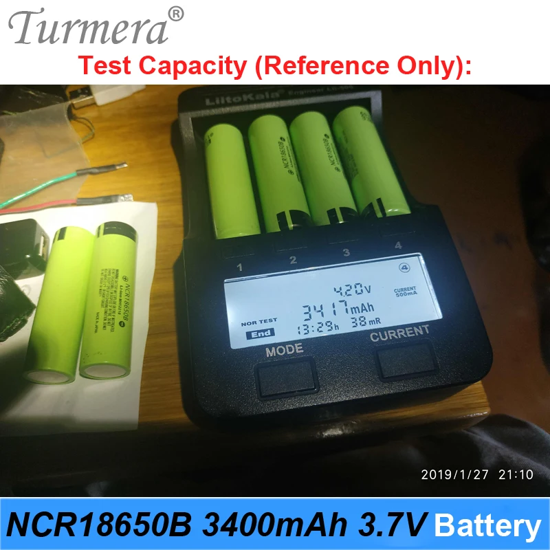 Turmera NCR18650B 3,7 v 3400mah 18650 литиевая аккумуляторная батарея для отвертки и фонариков