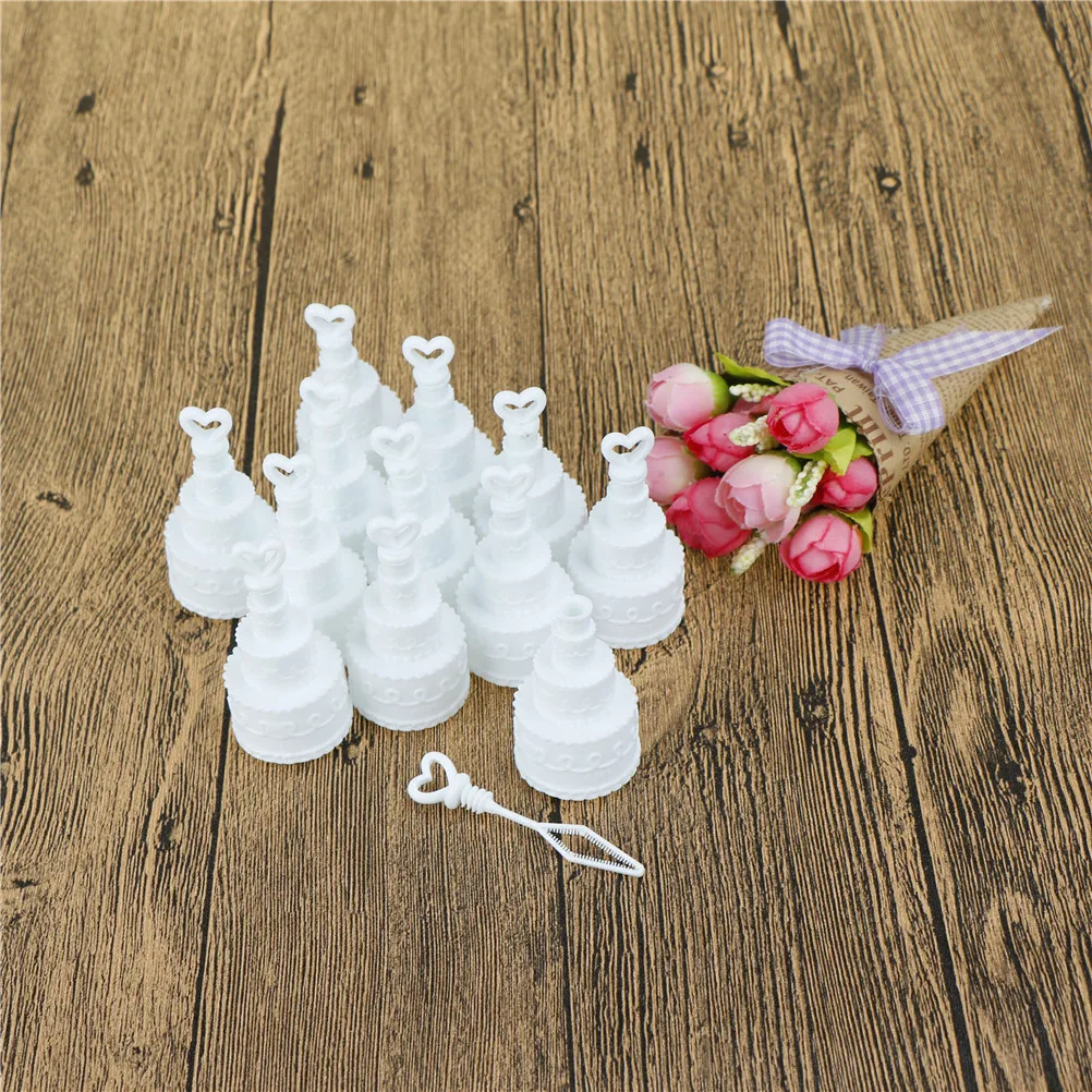 12Pcs Love Heart Cake Shape Bottles Empty Bubble Bottles Wedding Birthday Party Decoration Happy Festival Celebration Favors