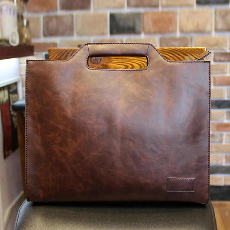 

Luxury Real Genuine Leather Business Briefcases Men's Fashion Vintage Handbags Shoulder Bag Cowhide Laptop Me's Briefcase Black