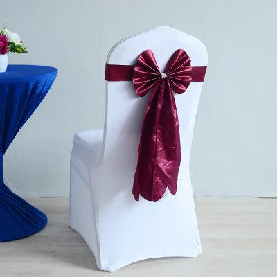 Свадебное украшение для стула Burgandy с длинным хвостом и бабочкой роскошное