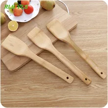 Espátula de madeira de bambu natural, suporte para cozinha, misturador, utensílios de cozinha, jantar, comida, turners, 1 peça