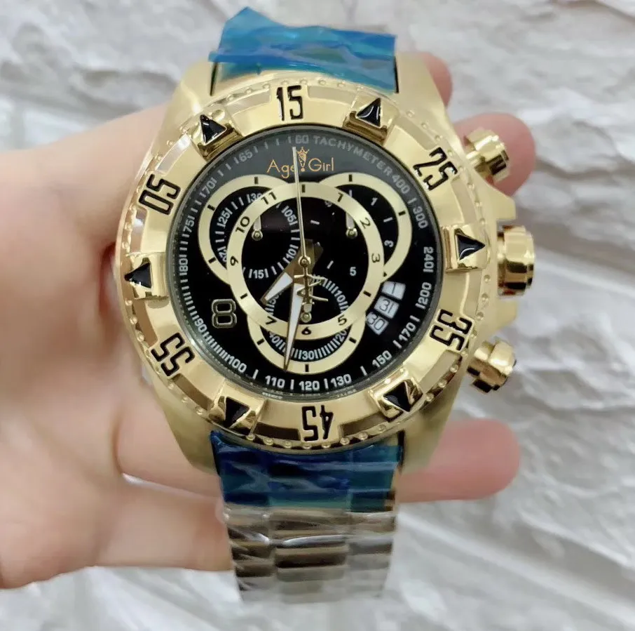 

Luxury Brand New Men Watch Chronograph Stopwatch Sapphire Excursion Reserve Stainless Steel Luminous Silver Gold Black Sport Red