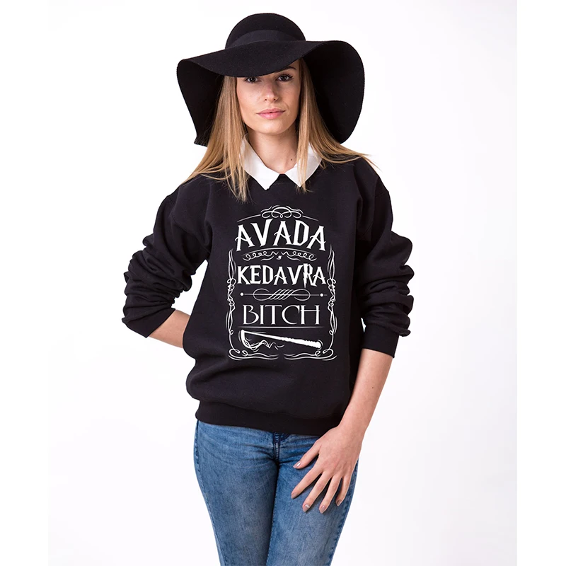 Haryy стиль Avada Kedavra Bitch Толстовка Женская Осенняя мода хлопок хип хоп тонкий Дамский
