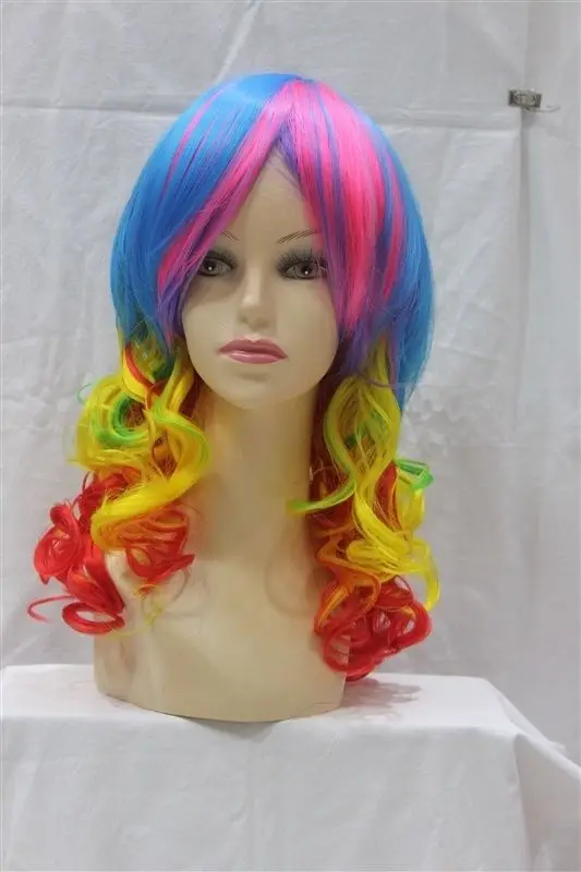 NEW COS Free Shipping >>>pretty Festive Multicolor color long curly