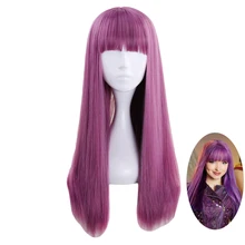 Потомки 2 мал фиолетовый 60 см длинный парик Косплей Костюм прямые термостойкие синтетические волосы вечерние+ Бесплатные парик