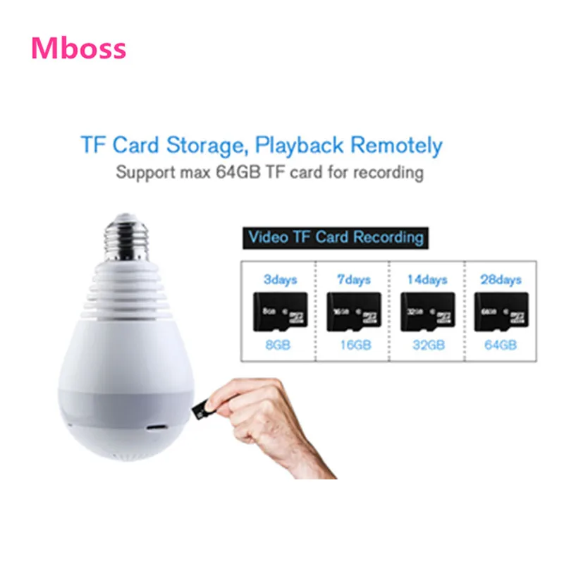 

BULB360B Hot Sale IP Cam Night Vision CCTV VR 360 Panoramic WIFI Bulb