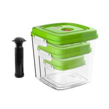 

OLOEY Vacuum Container Large Capacity Food Saver Storage Square Plastic Containers With Pump Vacuum Sealer 500ML+1400ML+3000ML