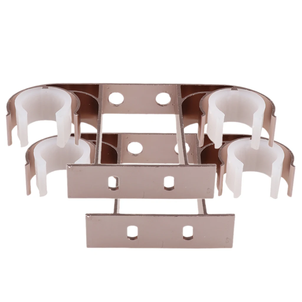 2x Aluminium Alloy Drapery Double Rod Support Bracket Curtain Pole Holder Wall Mounted Brackets Curtain Decorative Accessories