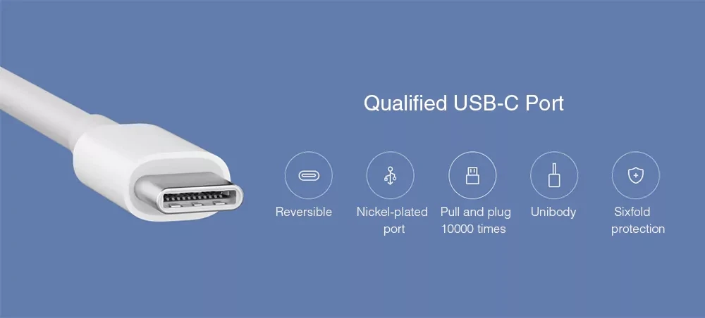 Xiaomi Многофункциональный 4-в-1 Адаптер USB-C/VGA Порты и разъёмы/USB 3,0/RJ45 Ethernet