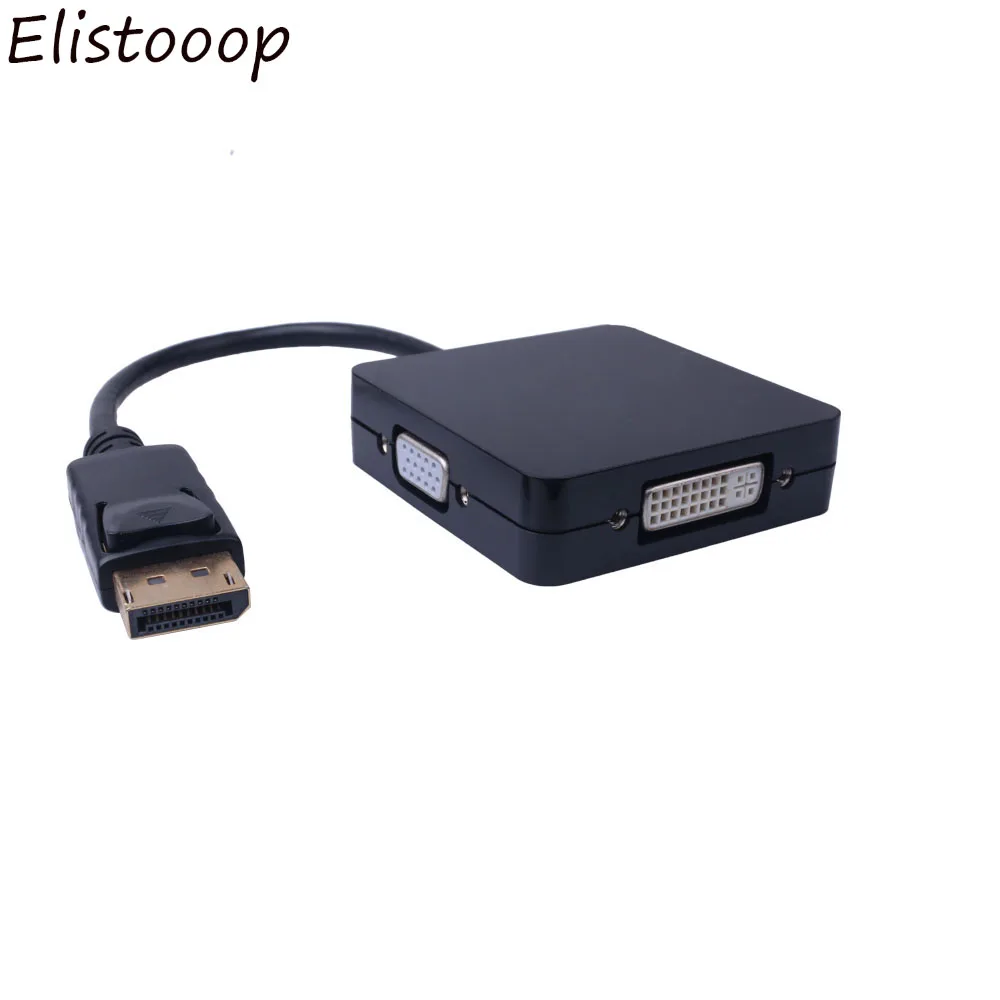 Elistooop дисплей на HDMI DVI VGA 3 в 1 Thunderbolt DP штекер гнездо адаптер конвертер кабель для