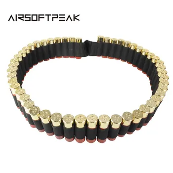 

AIRSOFTPEAK Outdoor Hunting Tactical 50 Shotgun Shell Bandolier Belt 12 GA Ammo Holder Military Shotgun Cartridge Belts
