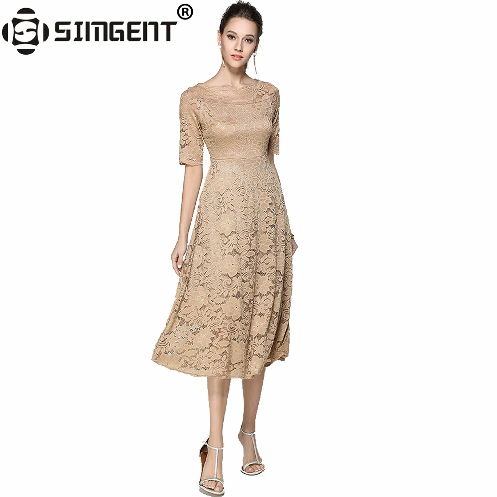 

Simgent New European Summer Women's Lace Hollow Out Long Dress Femme Casual Clothing Women Sexy Slim Party Dress Vestidos SG7686
