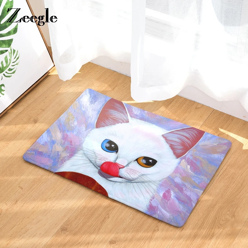 Zeegle Creative Cat Printed Kitchen Mats For Floor Non-slip Bathroom Rug Bath Home Decor Door Mat Children Bedroom Carpet | Дом и сад