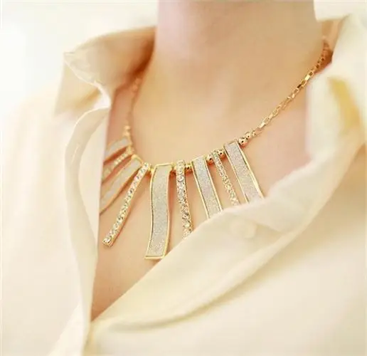 

Korean Women's Fashion Exaggerated Geometric White Frosted Necklace Female Short Paragraph Clavicle Chain Chic