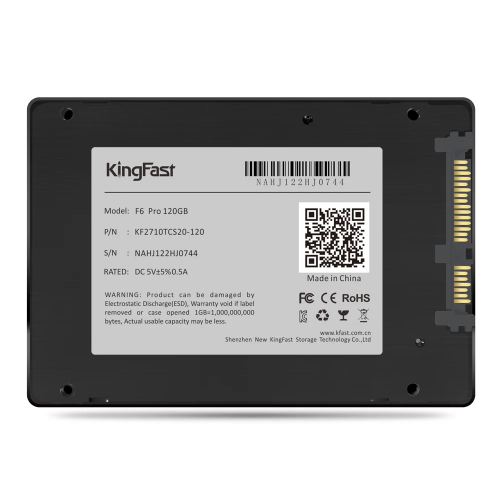 Kingfast F6 PRO 120G SSD 2,5 дюйма SATA 3,0 6 ГБ/сек. Внутренний твердотельный накопитель+ USB 3,0 HDD SSD SATA внешний 2," Корпус чехол