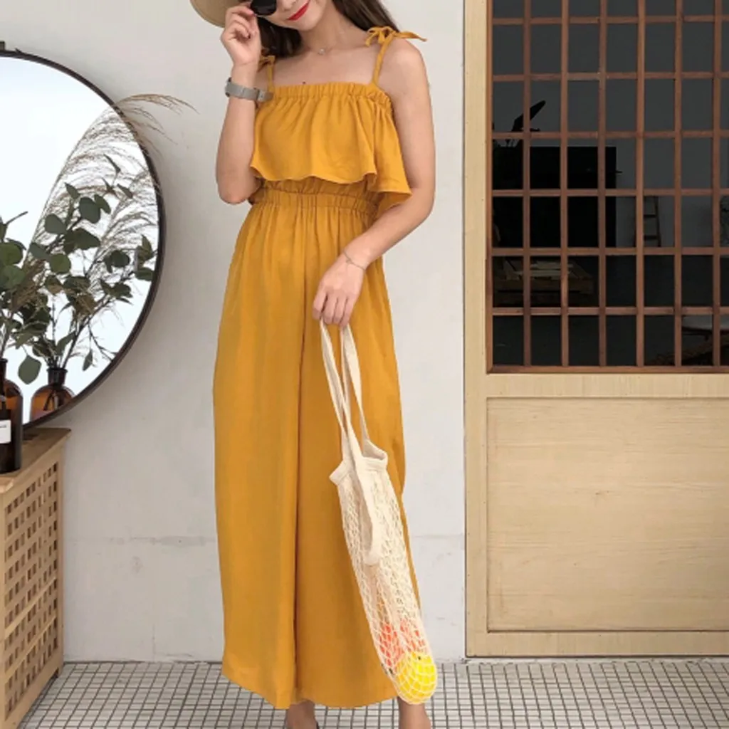 Хит продаж Новинка 2019 Модный женский комбинезон с камзолом сексуальный без рукавов чистый цвет Свободные Комбинезоны