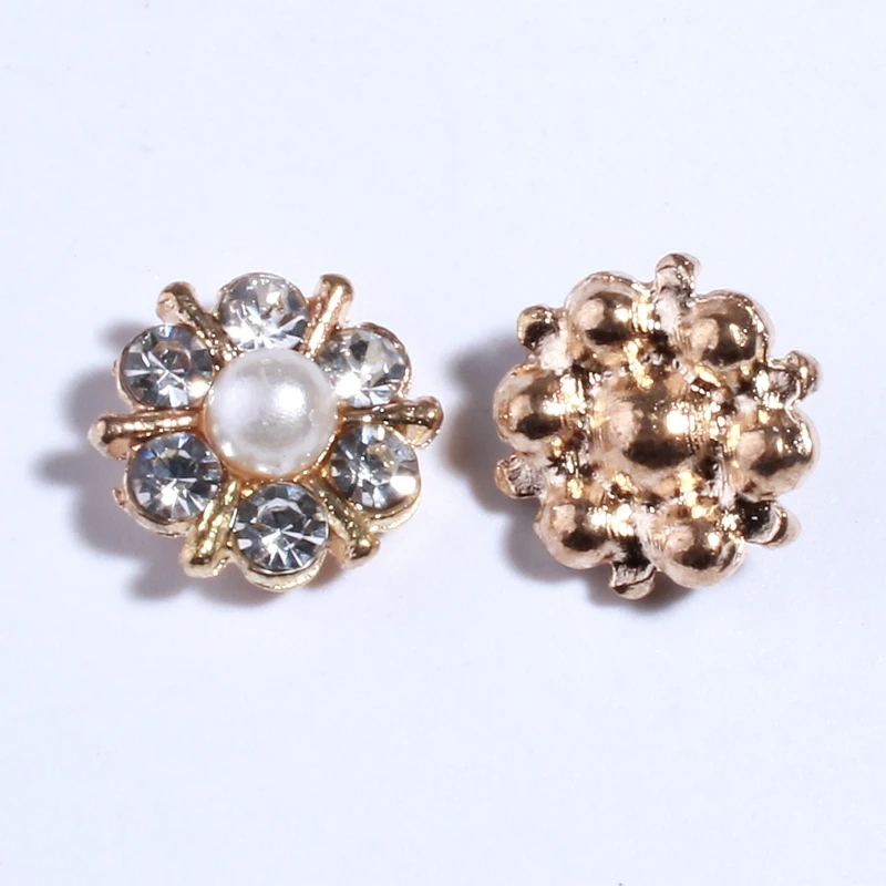 

10PCS 12MM Chic Sparking Gold Silver Plating Alloy Buttons Embellishment For Craft Clear Silver Rhinestone Button For Clothing