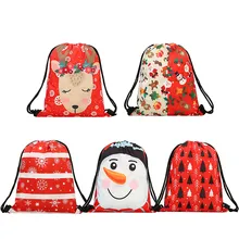 draw string bag women men Unisex 3D Digital Christmas Printing Draw Pocket Christmas Drawstring candy Bags