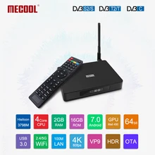 2019 MECOOL K6 Смарт ТВ коробка DVB-S2 DVB-T2 DVB-C Android 7,0 HiSilicon HI3798M 2 ГБ + 16 Гб Media player двухъядерный процессор Wi-Fi Декодер каналов кабельного телевидения