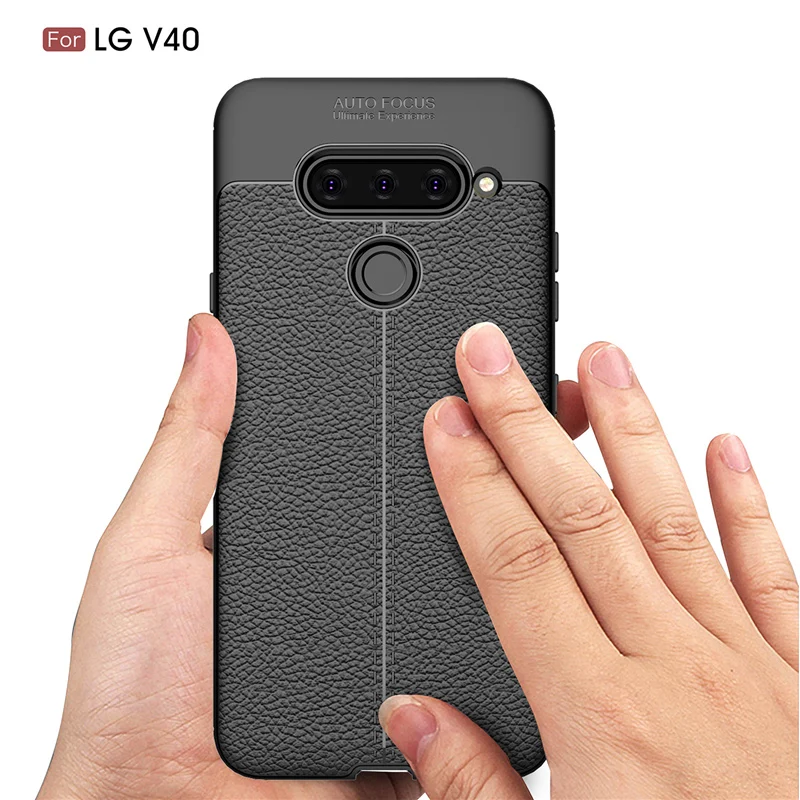 For Capa LG V40 Thinq Case Silicone Litchi PU Leather (7)
