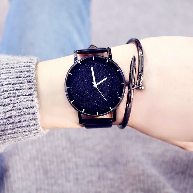 

Women Watches Luxury Quartz Ladies Wrist Watches Minimalist Star Sky Big Dial Watch Fashion Casual Leather Clock for Female 2018