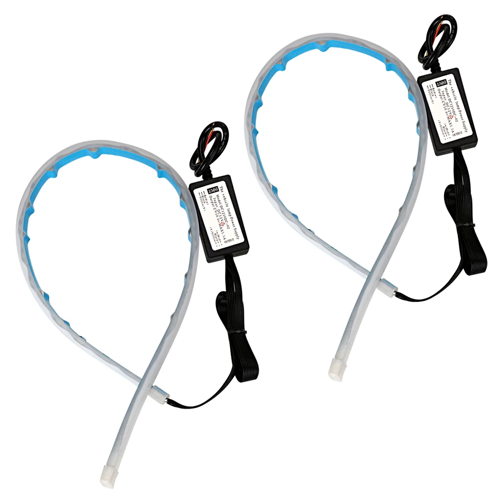 

2pcs 45cm Ultrafine Waterproof DRL Auto Daytime Running Light White Blue Turn Signal Yellow Flowing Soft Strip Car Guide Lamp