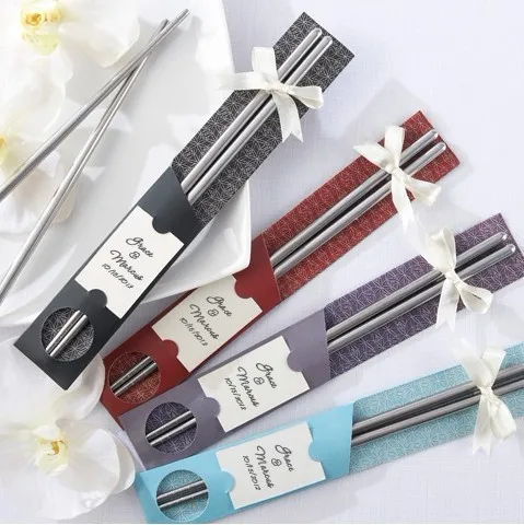 

new!!! free shipping 200 pairs/lot wedding gift souvenirs of stainless steel chopstick sets favors, party return gifts for guest