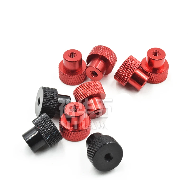 

10pcs M3 M4 Frame Hand Tighten Flange Nut Aluminum Knurled Hand Thumb Nut for FPV RC Models Anodized Red Black