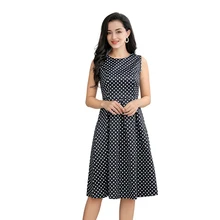 Vintage elegant print sleeveless dress 2019 summer women round collar casual party streetwear dress ladies vestidos Vintage elegant print sleeveless dress 2019 summer women round collar casual party streetwear dress ladies vestidos