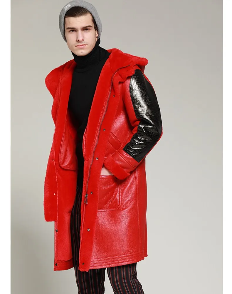 

natural sheepskin fur coat for male long England style real fur jacket men hooded overcoat M 4XL 5XL 6XL