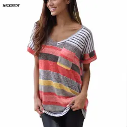 Женская тонкая рубашка, Короткие топы, женская футболка, рукав, v-образный вырез, размер, карманная футболка, лето 2019
