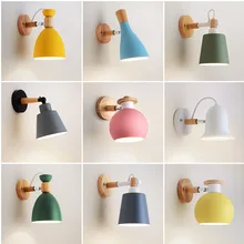 Children's Wall Lights Nordic Colour lampshade wall lamp Simple Bedroom Bedside Lights Macaron Living Room Lighting Wholesale